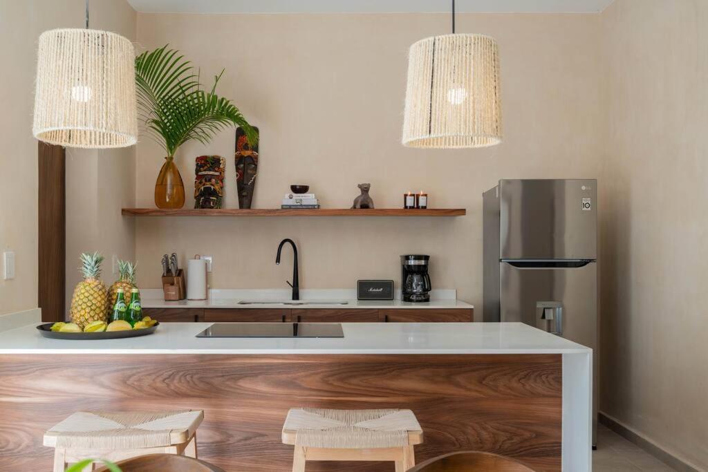 Апартаменты Lujoso Departamento Boho-Chic Con Alberca Privada Тулум Экстерьер фото