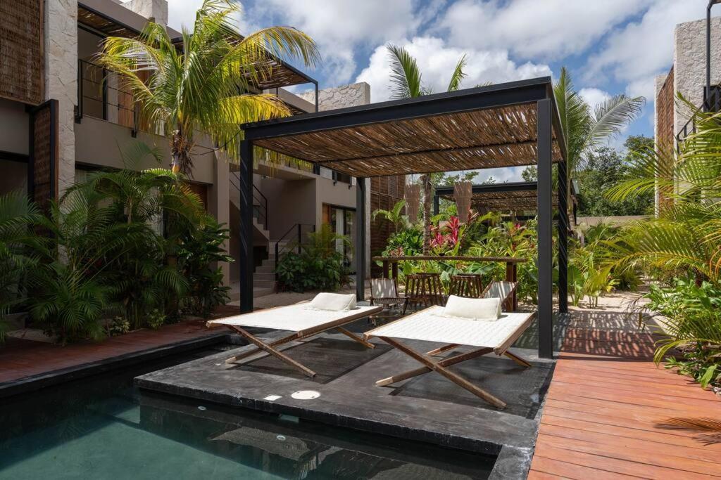 Апартаменты Lujoso Departamento Boho-Chic Con Alberca Privada Тулум Экстерьер фото